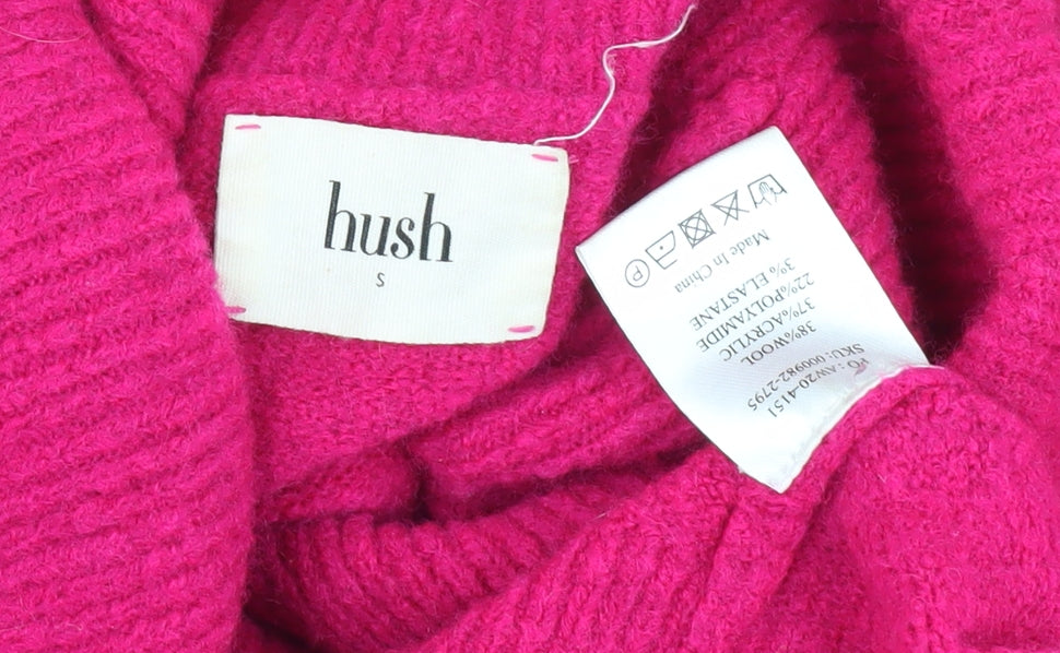 hush Women's Pink Roll Neck Wool Pullover Jumper, Size S