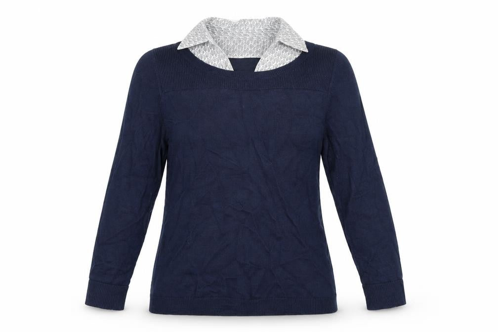 Front view of Monsoon Women's Blue jumper, size 10, Cowl Neck