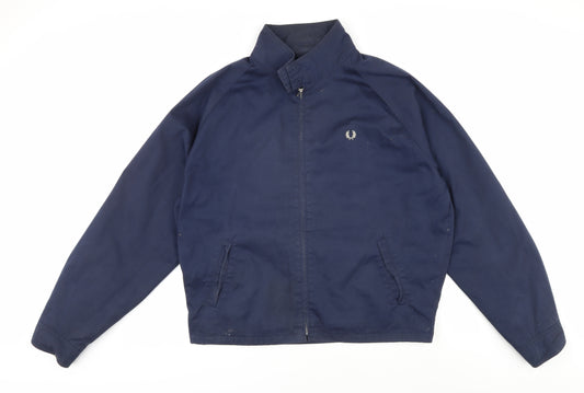 Fred Perry Men's Blue Bomber Jacket, Size L, Casual Elegance