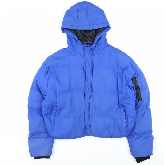 Brave Soul Women's Blue Puffer Jacket Size 12 Hooded