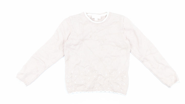 The Little White Company Girls Beige Pullover Jumper Size 5-6