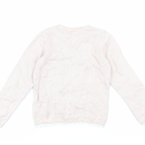 The Little White Company Girls Beige Pullover Jumper Size 5-6
