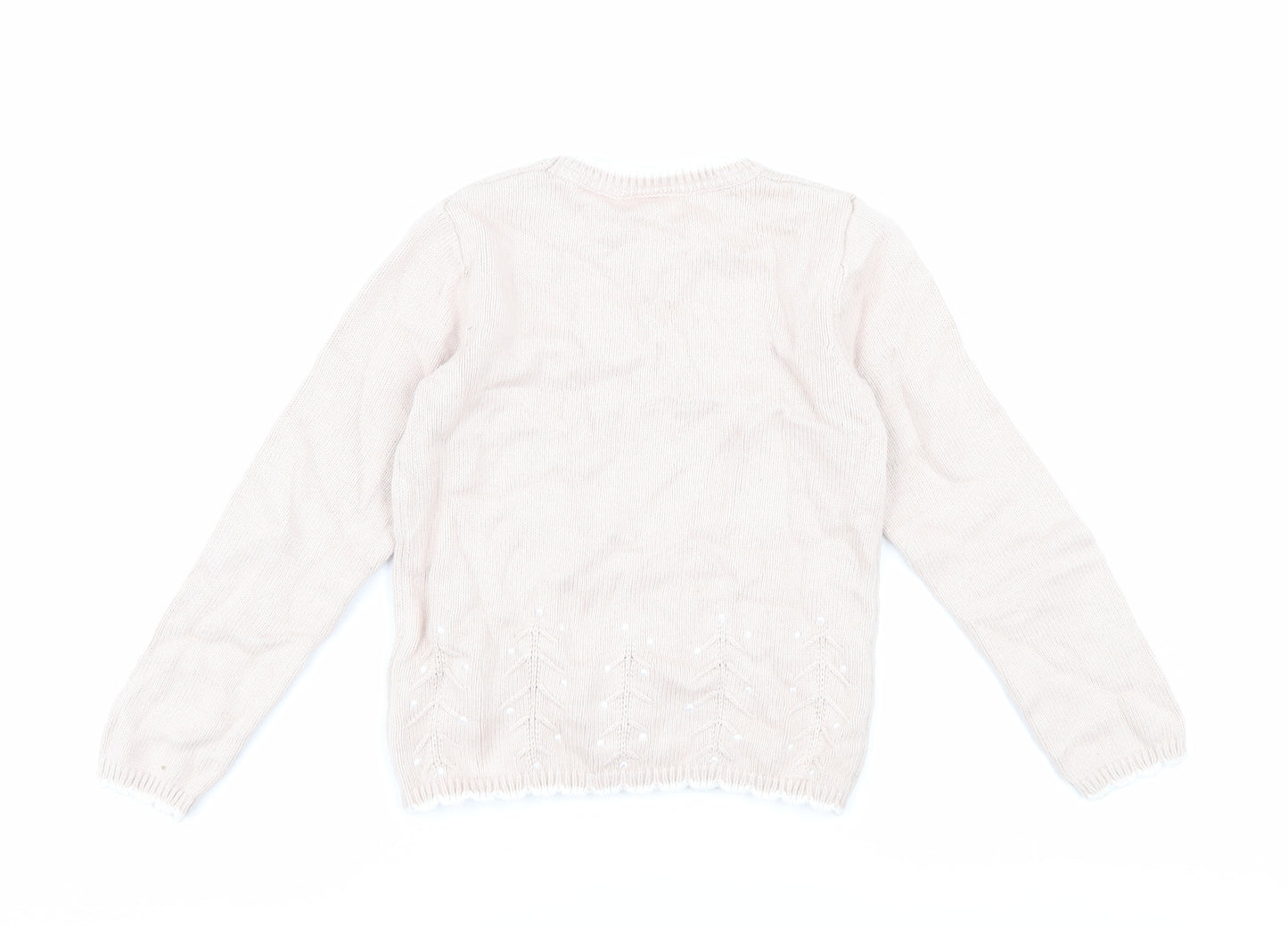 The Little White Company Girls Beige Pullover Jumper Size 5-6