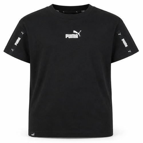 Puma Boys Black T-Shirt, Crew Neck, Logo, Size 13-14 Years