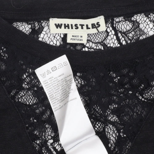 Whistles Women's Black Lace V-Neck T-Shirt L