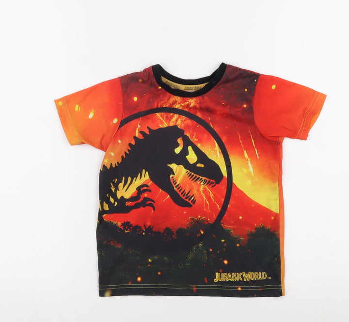 Boys Jurassic World Orange Dinosaur T-Shirt 3-4 Years