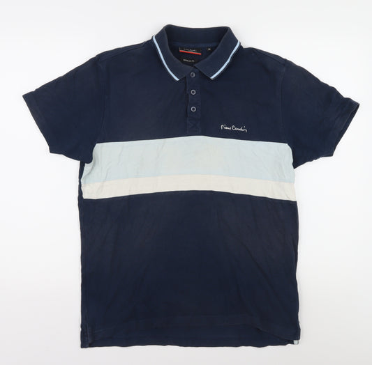 Pierre Cardin Men's Medium Blue Colourblock Polo Shirt