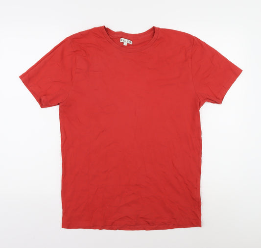 Reiss Men's Red Cotton Crew Neck T-Shirt, Size M