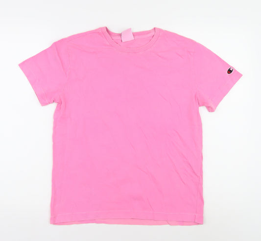 Champion Men's Pink Large Crew Neck Short Sleeve T-Shirt