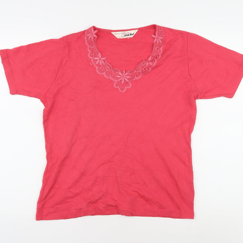 Honor Millburn Women's Pink Embroidered T-Shirt