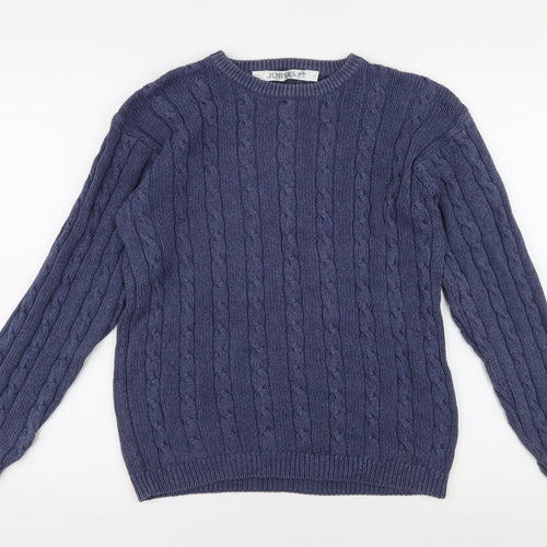 Jumpers Men's Blue M Cable-Knit Cotton Pullover
