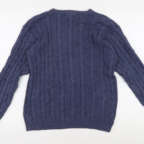 Jumpers Men's Blue M Cable-Knit Cotton Pullover