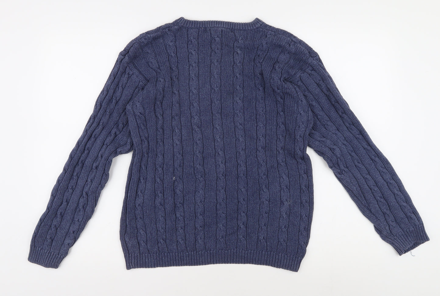 Jumpers Men's Blue M Cable-Knit Cotton Pullover
