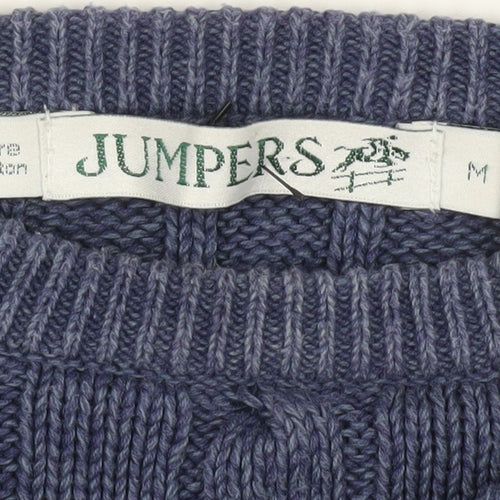 Jumpers Men's Blue M Cable-Knit Cotton Pullover