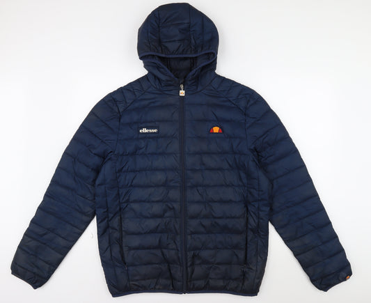 Ellesse Men's Blue Hooded Puffer Jacket Size L