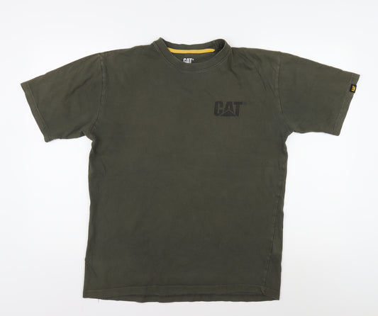 CAT Men's Green Medium Regular Fit Crew Neck T-Shirt