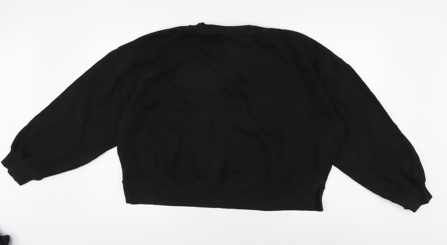 Hush Women's Black Cotton Pullover Sweatshirt - Medium