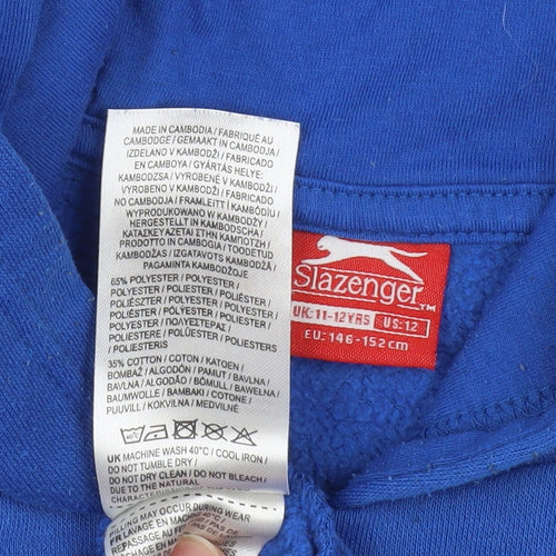 Slazenger Boys Blue Pullover Hoodie 11-12, Lightweight, Casual