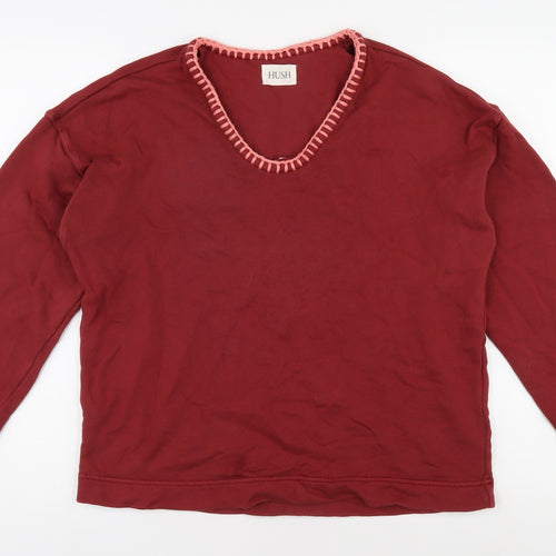 Hush Women's Red V-Neck Long Sleeve T-Shirt XS