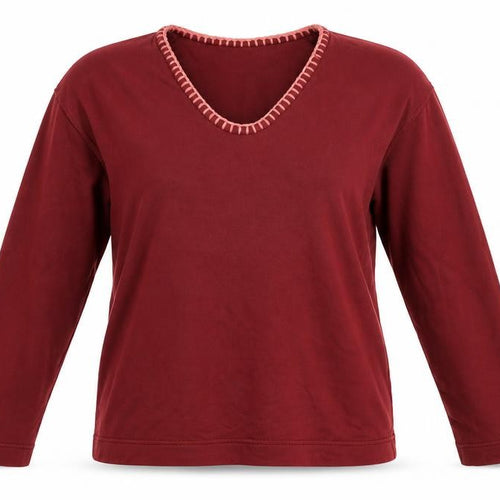 Hush Women's Red V-Neck Long Sleeve T-Shirt XS