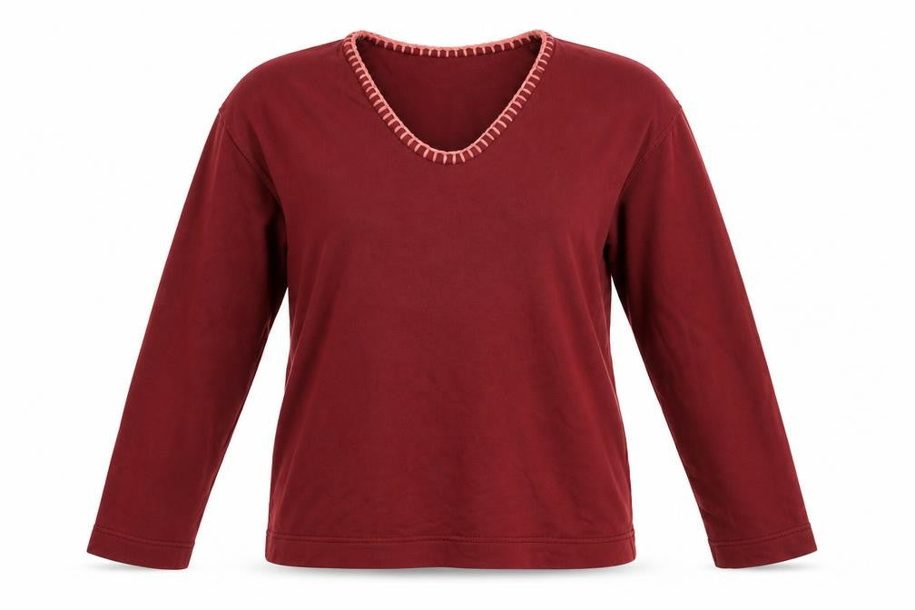 Hush Women's Red V-Neck Long Sleeve T-Shirt XS