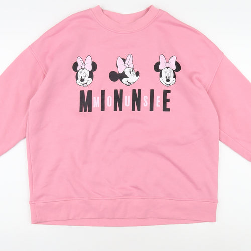 Disney Women's Pink Minnie Mouse Sweatshirt Size 10/12