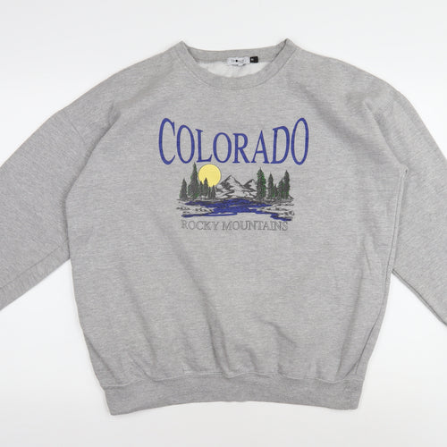 SPOTTED Men's Grey Graphic Pullover Sweatshirt M