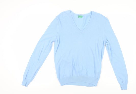 Benetton Women's Blue Wool Pullover Jumper Size L