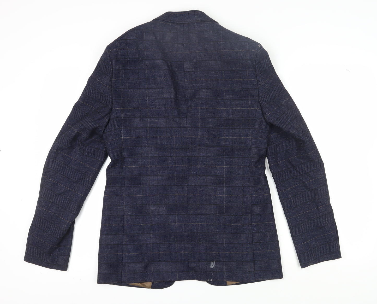 Moss London Men's Blue Check Blazer, Size 38L, Slim Fit