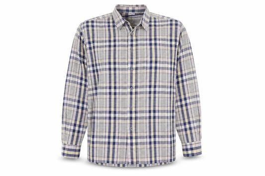 Front view of Damart unisex multicoloured plaid button-up shirt -, size 14