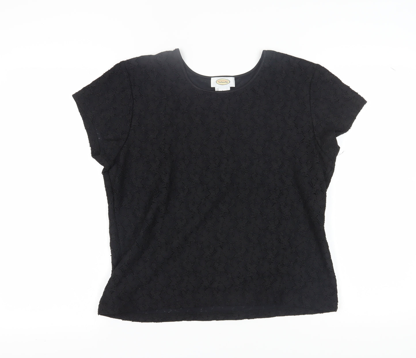 Talbots Women's Black Lace T-Shirt L, Casual, Short Sleeve
