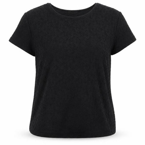 Talbots Women's Black Lace T-Shirt L, Casual, Short Sleeve