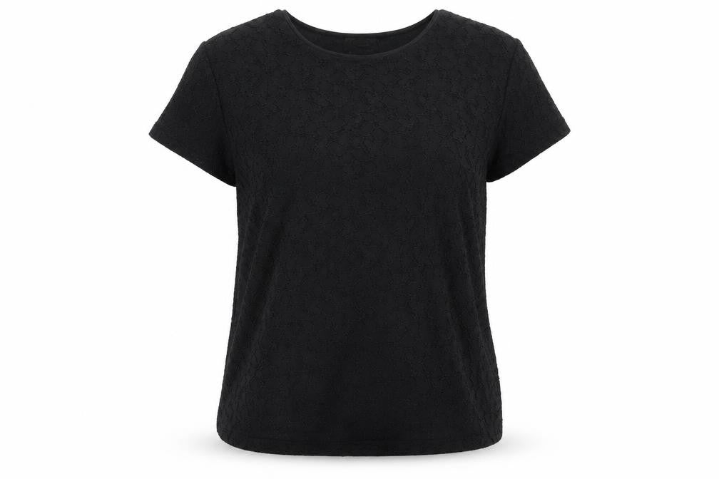 Talbots Women's Black Lace T-Shirt L, Casual, Short Sleeve