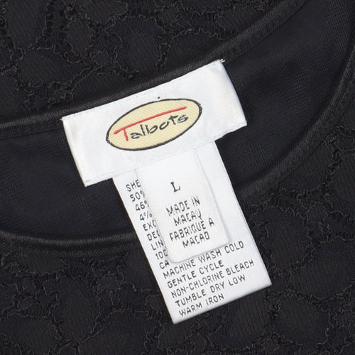 Talbots Women's Black Lace T-Shirt L, Casual, Short Sleeve