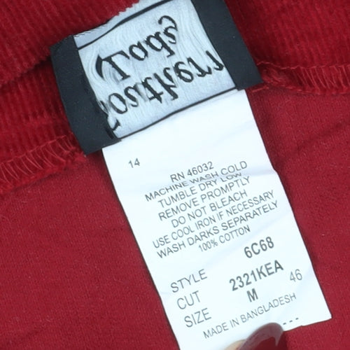 Southern Lady Women's Red Corduroy Pinafore Dress M