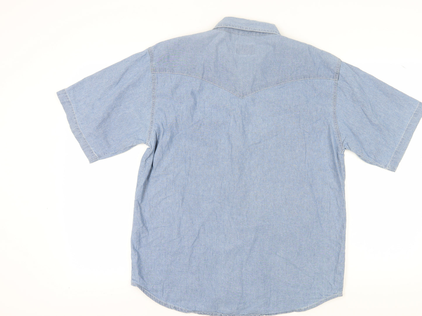 Sandy River Blue Button-Up Shirt, M, Collared, Casual