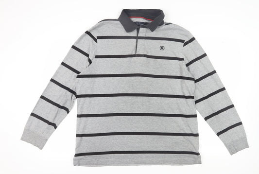 Marks and Spencer Men's Grey Striped Polo XL