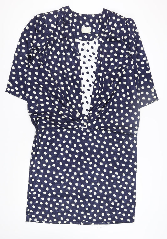 Clasle Women's Blue Polka Dot Shift Dress - L