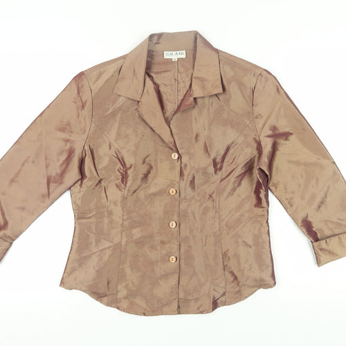 Gilani Women's Brown Button-Up Blouse Size 10