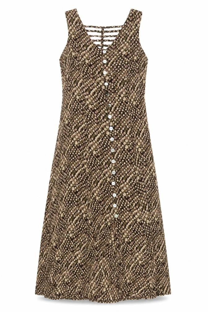 Dressbarn Women's Brown Polka Dot A-Line Midi Dress