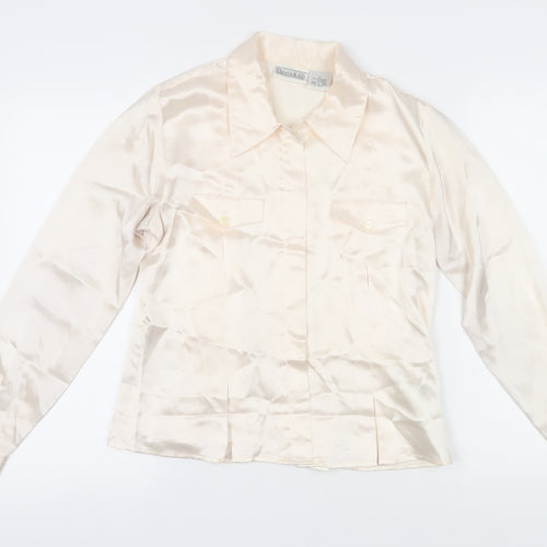 Christie & Jill Women's Ivory Satin Button-Up Shirt Size 10