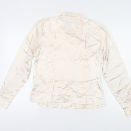 Christie & Jill Women's Ivory Satin Button-Up Shirt Size 10