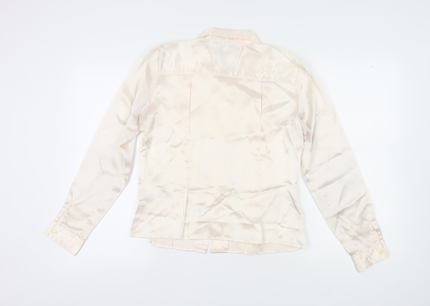 Christie & Jill Women's Ivory Satin Button-Up Shirt Size 10
