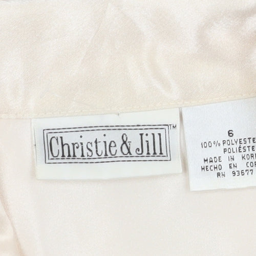 Christie & Jill Women's Ivory Satin Button-Up Shirt Size 10