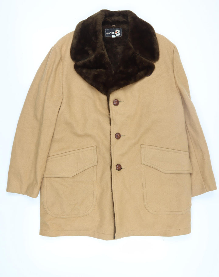 Bonds Women's Beige Wool Blend Overcoat, Size 14