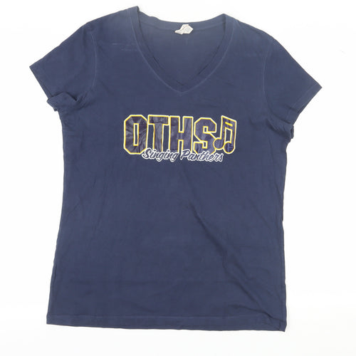 Bella Women's Blue V-Neck Music T-Shirt 2XL Casual