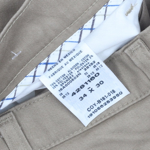 Lee Men's Beige Chino Trousers, Straight Fit, Size L