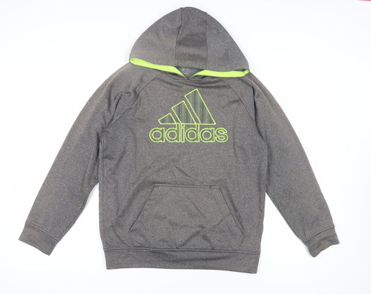 Adidas Men's Grey Logo Pullover Hoodie M