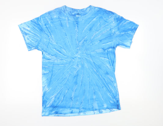 Colortone Men's Blue Tie-Dye Cotton T-Shirt L