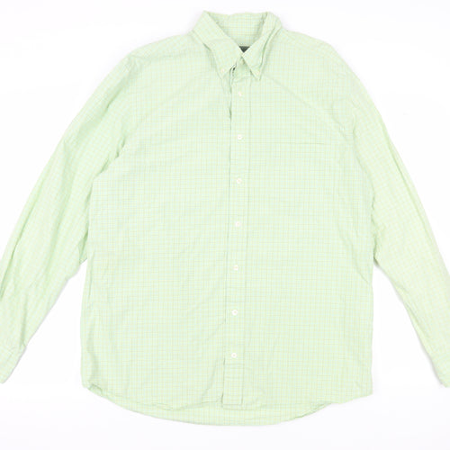 Eddie Bauer Men's Green Check Long Sleeve Shirt, Size L